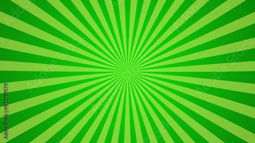 Sunbeam backdrop looping, abstract bright retro green background with sunburst rays or stripes radiating from center for design template, 4K Horizontal