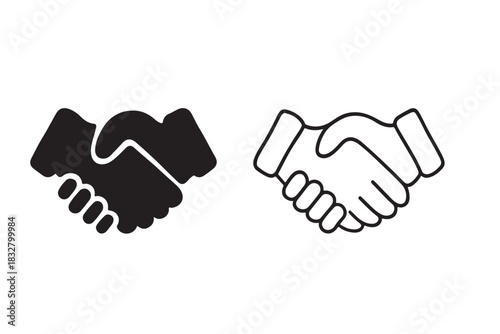 Handshake Icon Solid and Outline Styles agreement deal