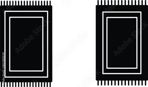 Two prayer rugs isolated on white background in simple black and white style