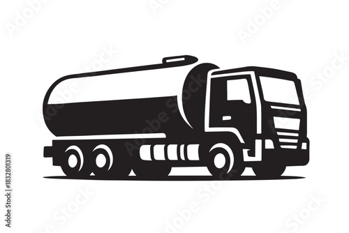 Black and White Tanker Truck Illustration fuel truck