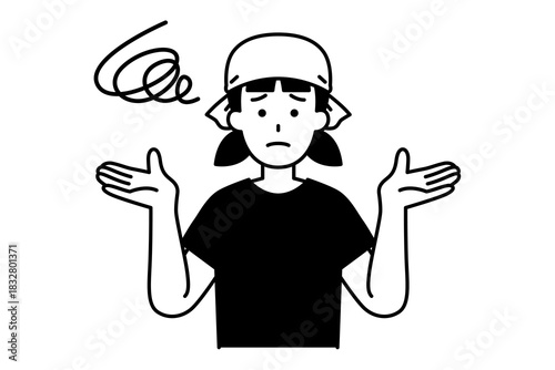 お手上げする居酒屋の女性店員