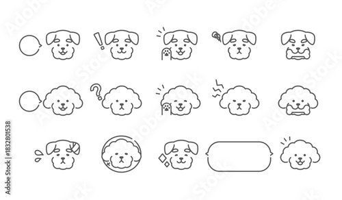 トイプードルとシュナウザー　表情アイコンセット