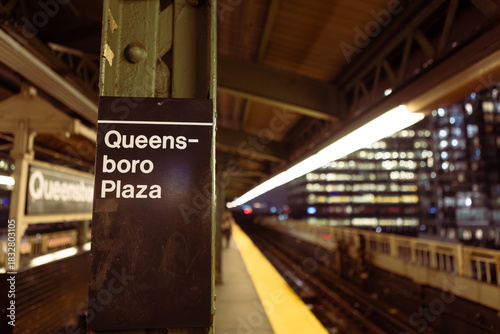 Queensboro Plaza Subway Station at Night 