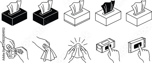 Cleanliness and Hygiene Icon Set: Modern Vector Art for Health and Sanitation Marketing, Showcasing Essential Practices and Products, Scalable Graphic