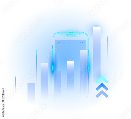 PNG - Mobile Stock Market Trading App - Digital Growth Investment Graph and Financial Analysis Chart Technology Transparent Background