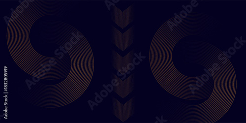 Abstract elegant black background with shiny gold geometric lines. Modern gold diagonal rounded lines pattern.Horizontal banner template. Suitable for covers, posters, vector ilustration eps 10