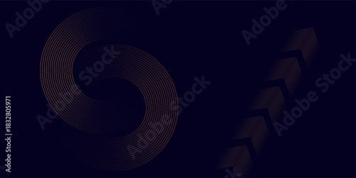 Abstract elegant black background with shiny gold geometric lines. Modern gold diagonal rounded lines pattern.Horizontal banner template. Suitable for covers, posters, vector ilustration eps 10