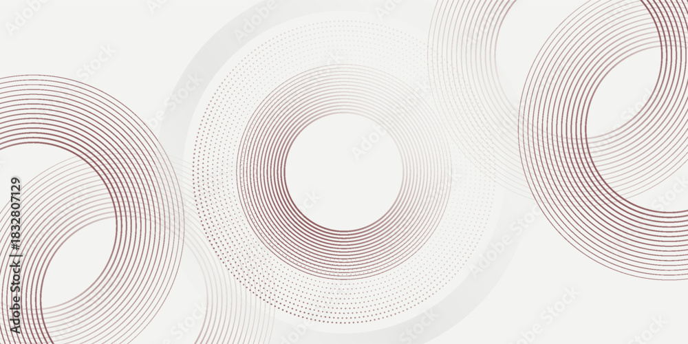 Fototapeta premium Abstract white background with dynamic red circular lines creating a modern digital future technology concept. Minimalist vector illustration for presentations, posters, web design, futuristic themes.