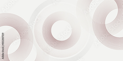 Abstract white background with dynamic red circular lines creating a modern digital future technology concept. Minimalist vector illustration for presentations, posters, web design, futuristic themes.