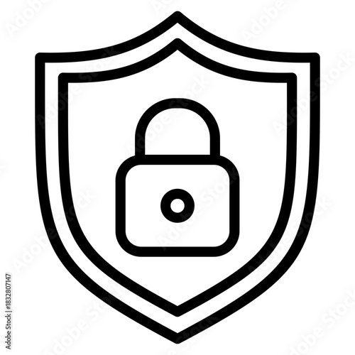 Shield Lock  Icon Element For Design