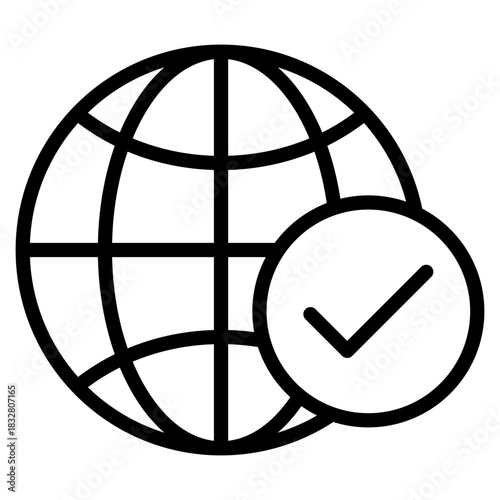 Verified Globe  Icon Element For Design