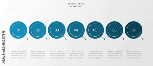 Step by step creative infographic template with 7 options, parts or processes.