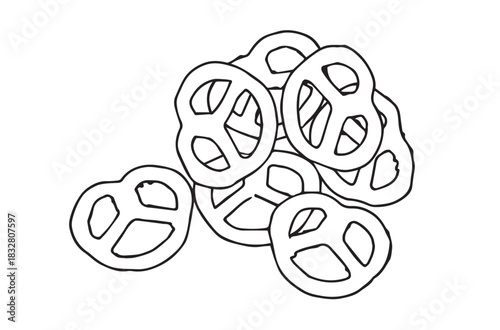Hand-Drawn Outline Pretzels Pile