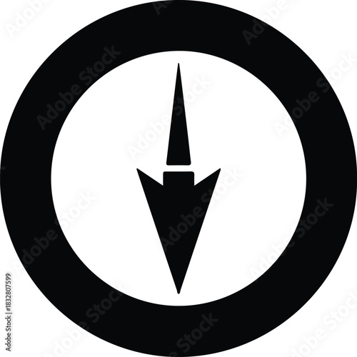 Silhouette compass navigation arrow points south direction vector Illustrator
