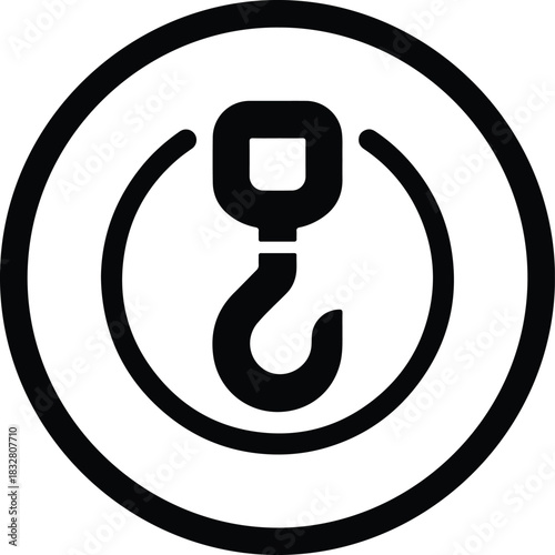 Silhouette crane hook in circle industry construction vector Illustrator