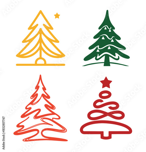 Minimalist Christmas Tree SVG Set | Line Art Holiday Trees | Modern Xmas Outline Bundle | Christmas Tree Illustrations | Minimal Outline Trees | Holiday Cricut SVG | Whimsical Christmas Tree Line