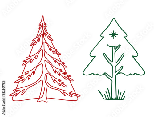 Christmas Tree Outline SVG | Hand Drawn Pine Tree Line Art | Minimalist Holiday Doodle for Card Making & Cricut | Minimal Design Trees | Holiday Decor SVG