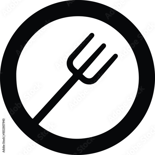 Silhouette food restriction sign no eating vector Illustrator