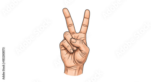 Hand gesture showing two fingers up representing peace or victory.