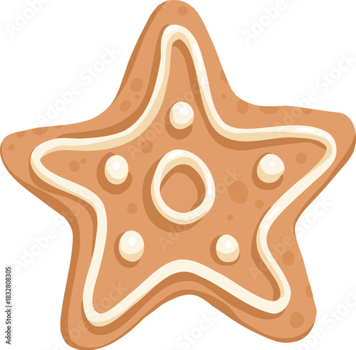 Vector icon of Christmas gingerbread in cartoon flat mode. Holiday cookies - christmas tree, gingerbread man, star, house, heart isolated on white background