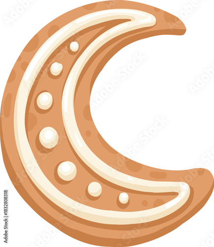 Vector icon of Christmas gingerbread in cartoon flat mode. Holiday cookies - christmas tree, gingerbread man, star, house, heart isolated on white background