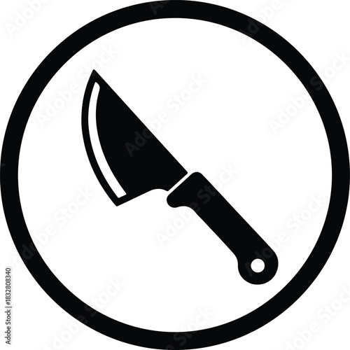 Silhouette kitchen knife chef tool in circle vector illustrator