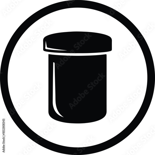 Silhouette jar container inside circle simple design vector Illustrator