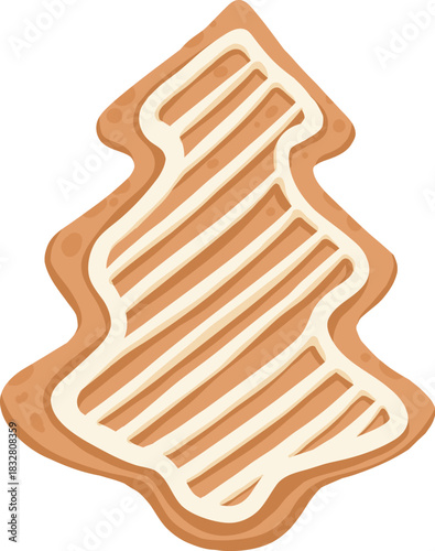 Vector icon of Christmas gingerbread in cartoon flat mode. Holiday cookies - christmas tree, gingerbread man, star, house, heart isolated on white background