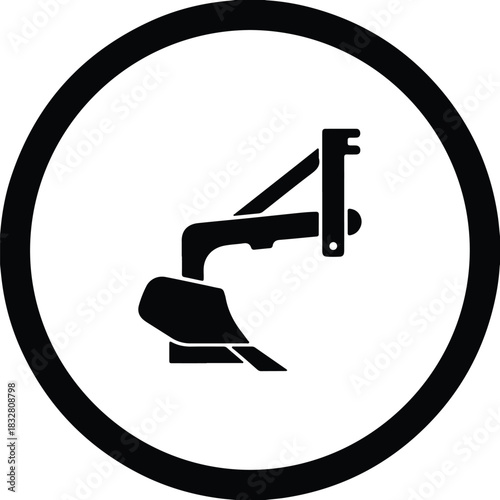 Silhouette plow farming equipment inside circle vector Illustrator