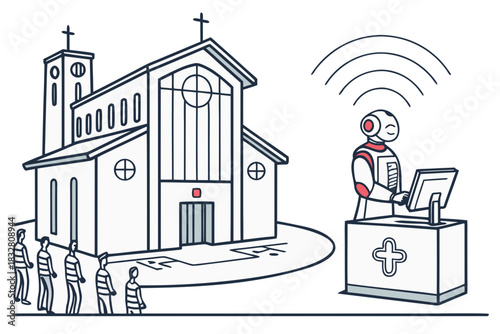 Robot Pastor Leading Modern Church Service with Advanced Technology