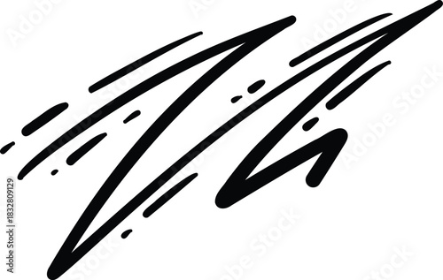 Vector icon of hand-drawn cartoony expression sign doodle, curve directional arrows, emoticon effects design elements, cartoon character emotion symbols, cute decorative brush stroke lines