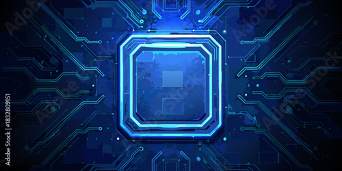 Abstract blue circuit board illustration for technology and innovation concepts
