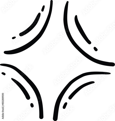 Vector icon of hand-drawn cartoony expression sign doodle, curve directional arrows, emoticon effects design elements, cartoon character emotion symbols, cute decorative brush stroke lines