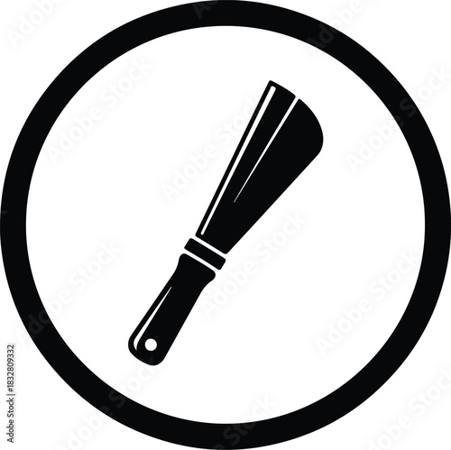 Silhouette spatula cooking utensil tool in black circle vector Illustrator