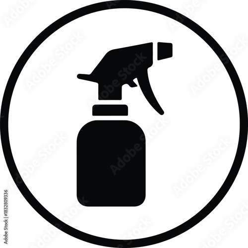 Silhouette spray bottle cleaning product in circle vector Illustrator