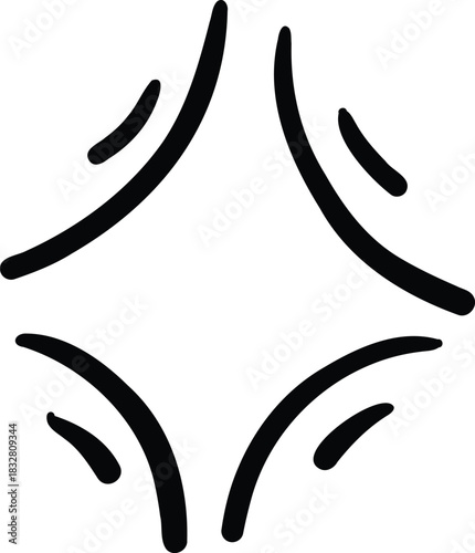 Vector icon of hand-drawn cartoony expression sign doodle, curve directional arrows, emoticon effects design elements, cartoon character emotion symbols, cute decorative brush stroke lines