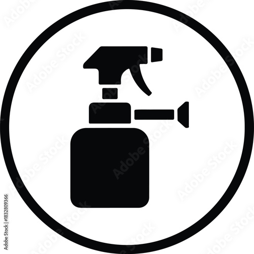 Silhouette spray bottle inside circle minimalistic style vector Illustrator