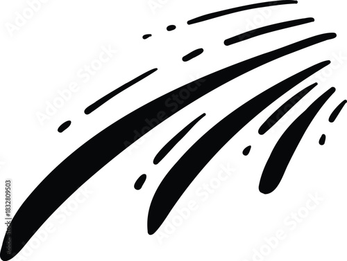 Vector icon of hand-drawn cartoony expression sign doodle, curve directional arrows, emoticon effects design elements, cartoon character emotion symbols, cute decorative brush stroke lines