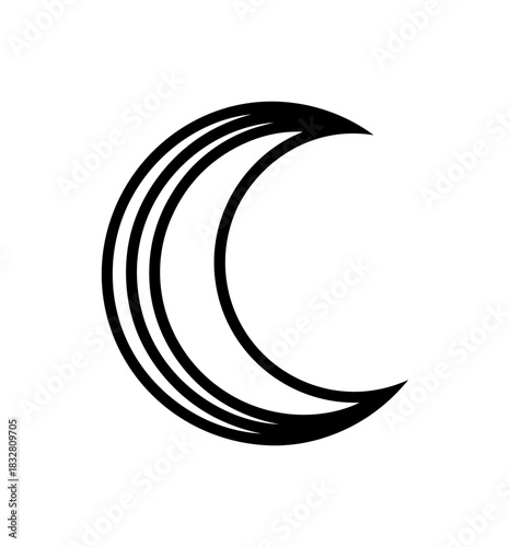 Elegant crescent moon symbol design for mystical astronomical concepts