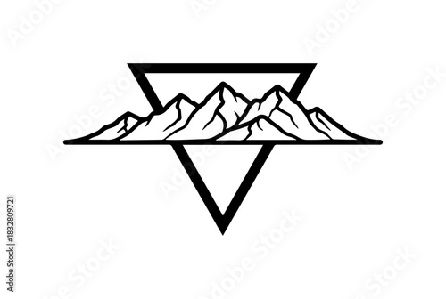 Stunning mountain range logo design, great outdoor adventure symbol