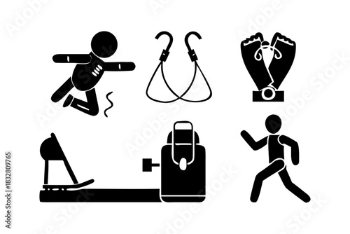 A single white crescent moon in a black sky