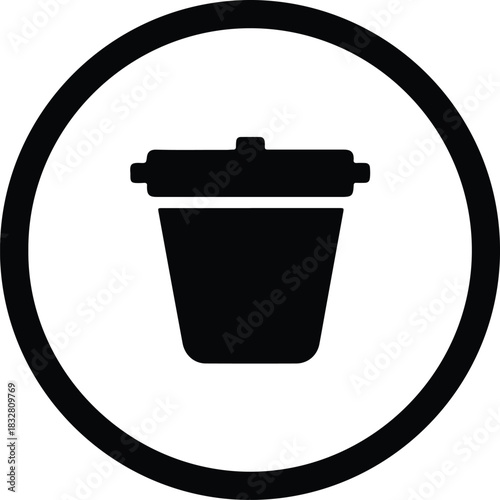 Silhouette trash can inside circle symbol vector Illustrator