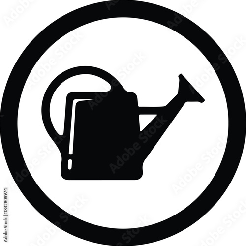 Silhouette watering can icon in circle agriculture equipment vector Illustrator