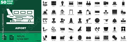 Airport Solid Editable Icons set