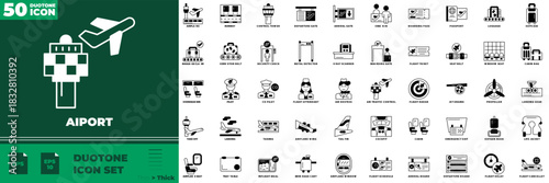 Airport Duotone Editable Icons set