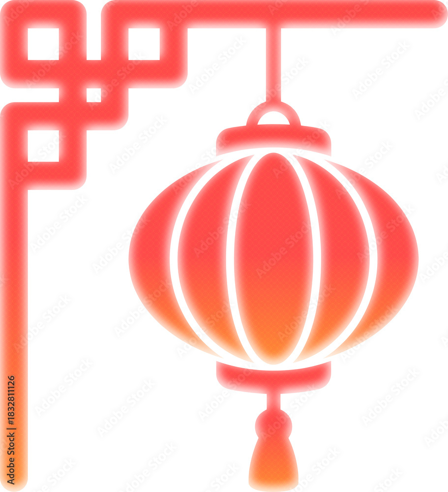 Obraz premium Red neon gradient geometric lantern corner frame