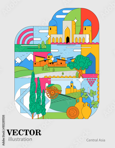 Central Asia, Uzbekistan, Dancing girl, people having a rest, traditional architecture, Culture