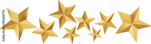 Collection of shiny gold fivepointed star shape icons