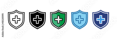 Shield Plus  Icon Set Multiple Style Collection