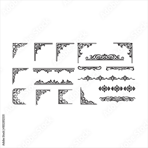 Elegant Set of Borders and Corners Vector Illustrations – Decorative Frames for Design vector.